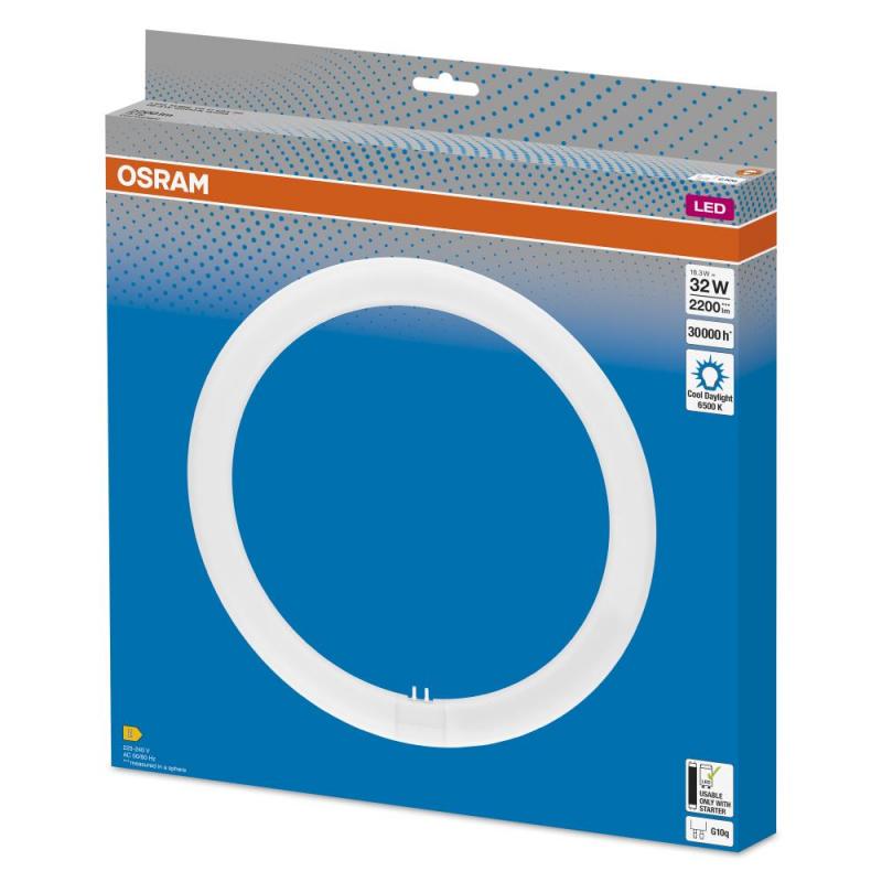 OSRAM T9 G10q LED-Röhre in Ringform 18,3W Ersatz für 32W 6500K  EM kaltweißes Licht KVG/VVG